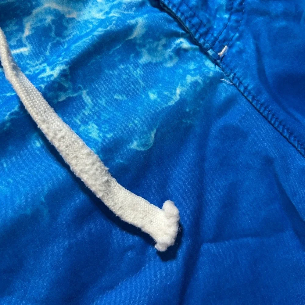 Abercrombie & Fitch Board Shorts Men M Blue Ocean Wave Print Surf Swim Trunks - Picture 2 of 8